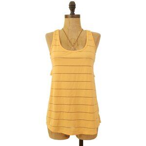 Champion Crocus Cross Back Ruffle Top Size S Striped Yellow Athletic EUC B97